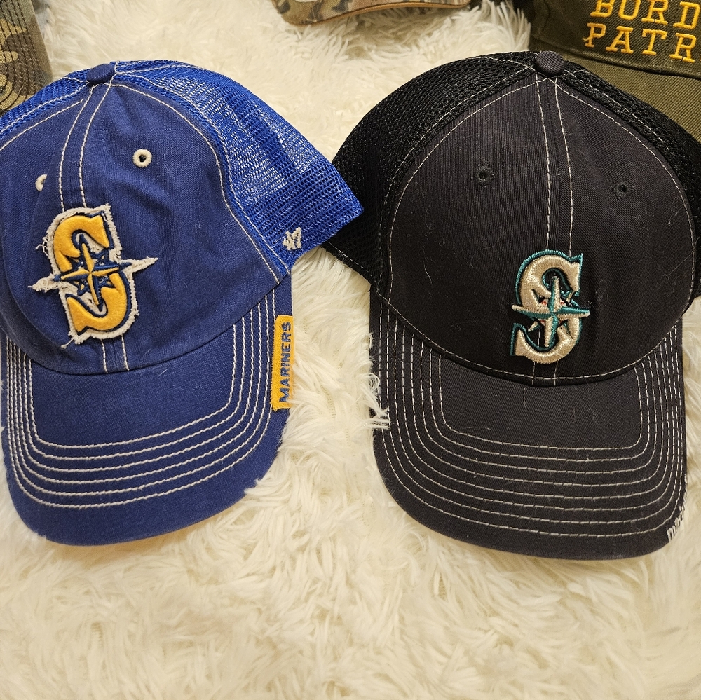 Blue and Black Mariners Hats